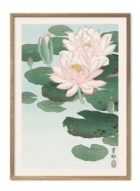 荷花金鱼风景中式风绿色装饰画