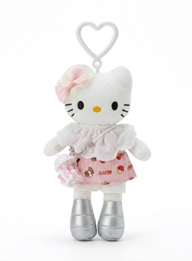 日本正版Kitty彩色格子裙背相机公仔长腿猫高颜值穿搭玩偶包挂件