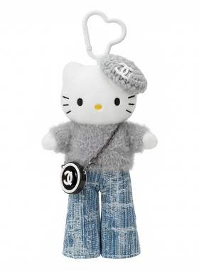 日本正版Kitty榴莲绿色阔口长腿牛仔裤呆萌公仔玩偶包挂件高端