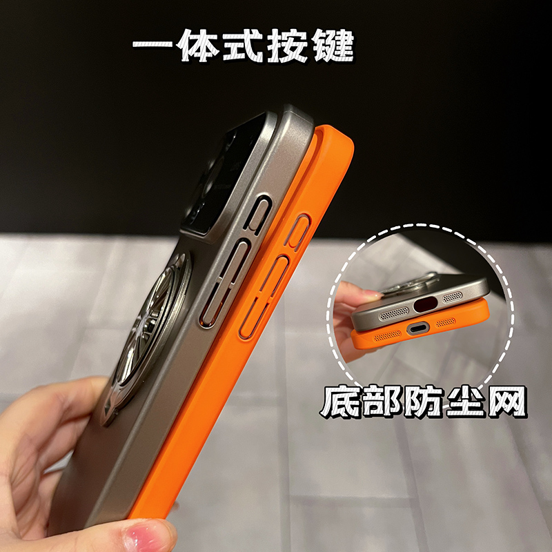 钛原色旋转陀螺支架适用苹果15手机壳iPhone15promax新款14大视窗13磨砂12全包防摔11创意pro男女plus外壳