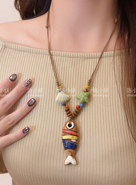 新中式可爱小鱼吊坠项链