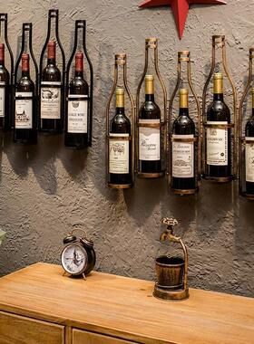 复古工业风酒架铁艺壁挂酒吧台餐厅家居客厅墙上葡萄酒红酒架壁饰