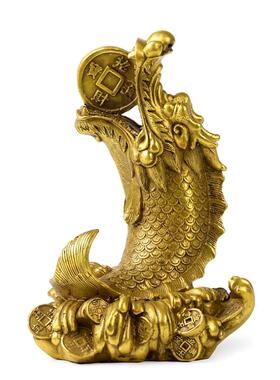 鳌鱼摆件家居黄铜龙鱼装饰品器工艺品金属工艺品