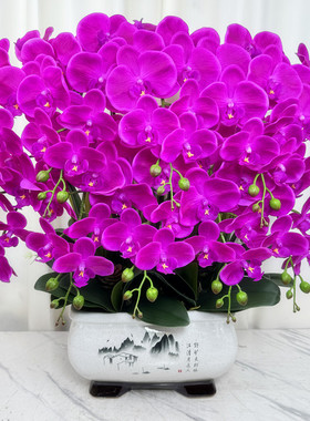 轻奢蝴蝶兰高档仿真花客厅落地酒店大堂盆景兰花假花摆设件装饰花