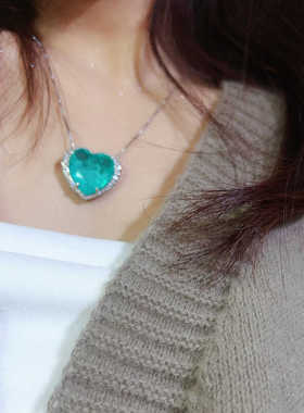 魅芽仙骨镶钻珠宝色吊坠锁骨链