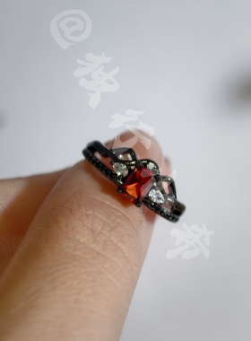 （红锆版）彻100级戒指设计时尚指环食指开口周边游戏锆石戒指