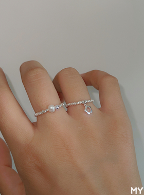 魅芽仙骨碎银几两天然珍珠戒指