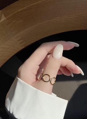 韩版韩国圆圈指环s925纯银戒指个性女款开口圆形百搭时尚简约指环