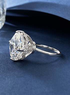 珠宝2023新款925银欧美豪镶大钻戒15*15高碳钻戒指女wish