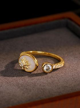 小众轻奢设计猫眼石戒指女时尚个性气质潮简约指环2025年爆款