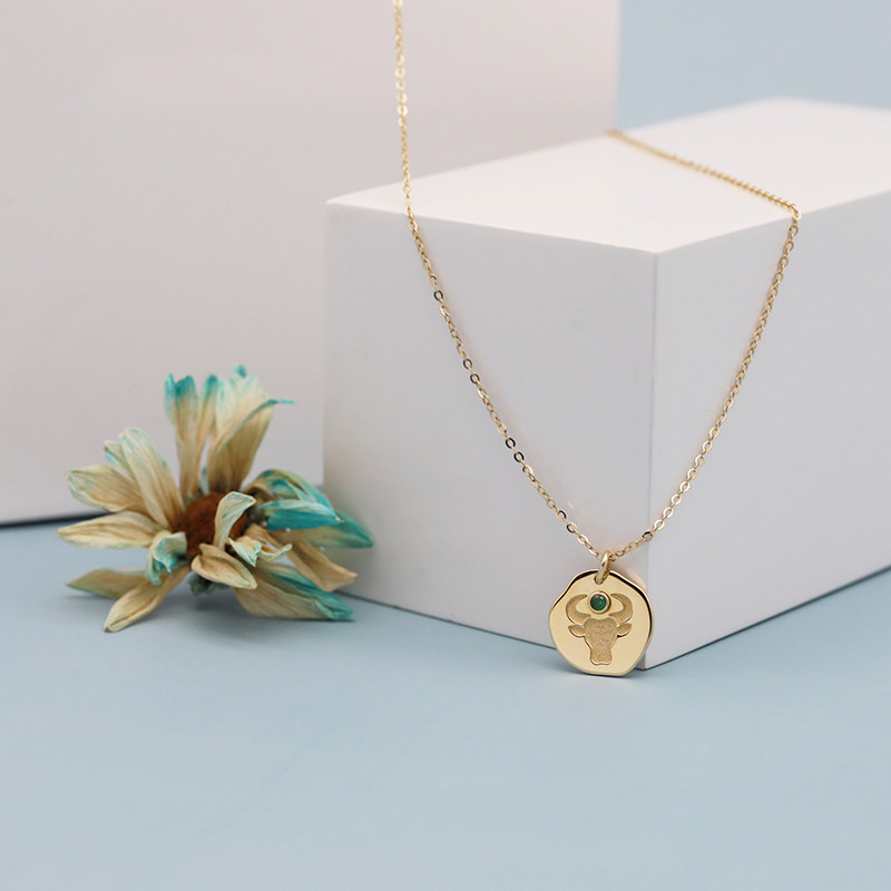 mscat星座女9k金守护石送女友颈链 无有乐园项链