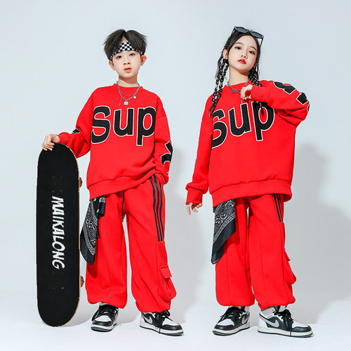 街舞儿童潮服秋季啦啦队演出服班服衣服中小学生运动会开幕式服装 - 图2