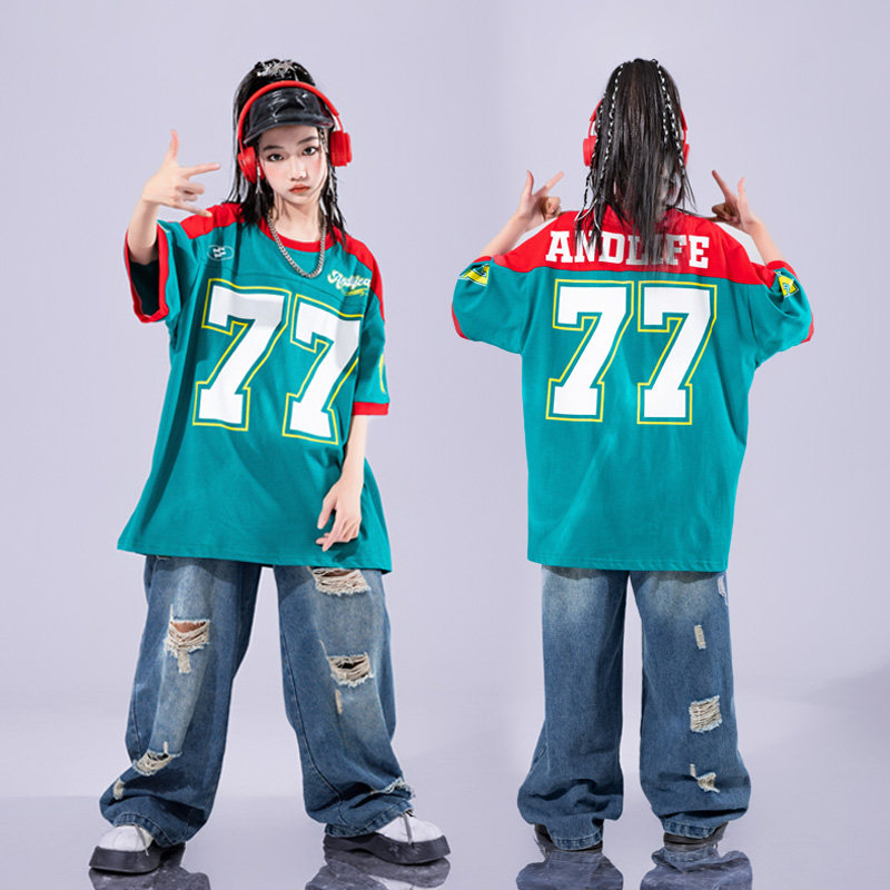 儿童街舞演出服男童嘻哈酷帅潮服破洞牛仔裤女童爵士舞少儿表演服,淘宝优惠券,粉丝福利购,淘宝优惠卷