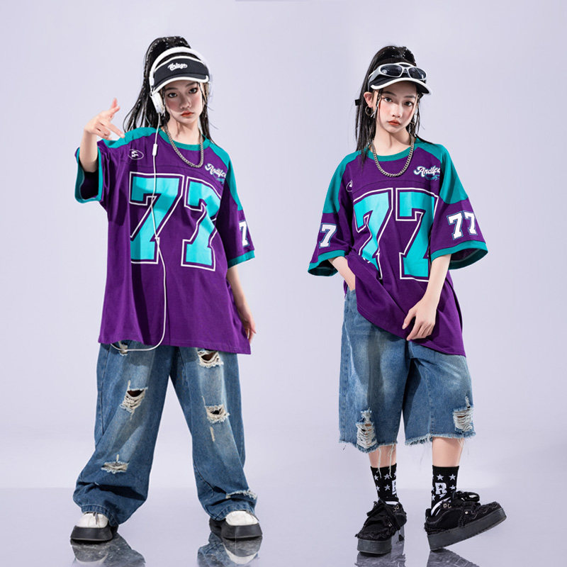 儿童街舞演出服男童嘻哈酷帅潮服破洞牛仔裤女童爵士舞少儿表演服,淘宝优惠券,粉丝福利购,淘宝优惠卷