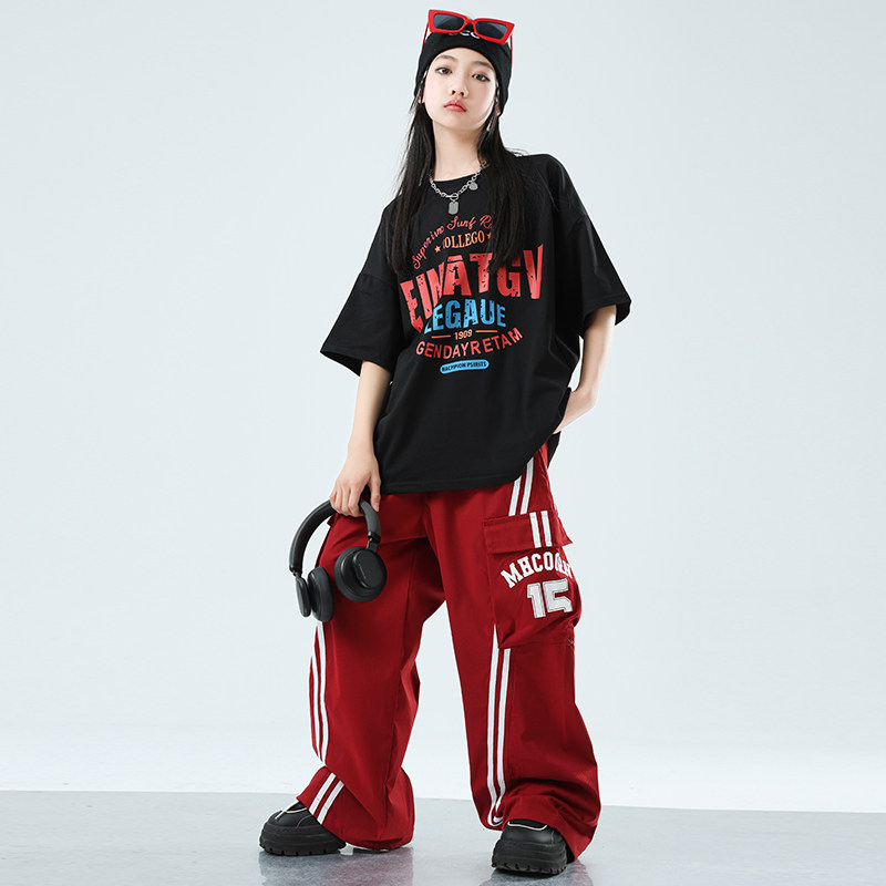 街舞儿童潮服男童酷帅美式T恤hiphop爵士舞蹈演出服女童练功裤子,淘宝优惠券,粉丝福利购,淘宝优惠卷