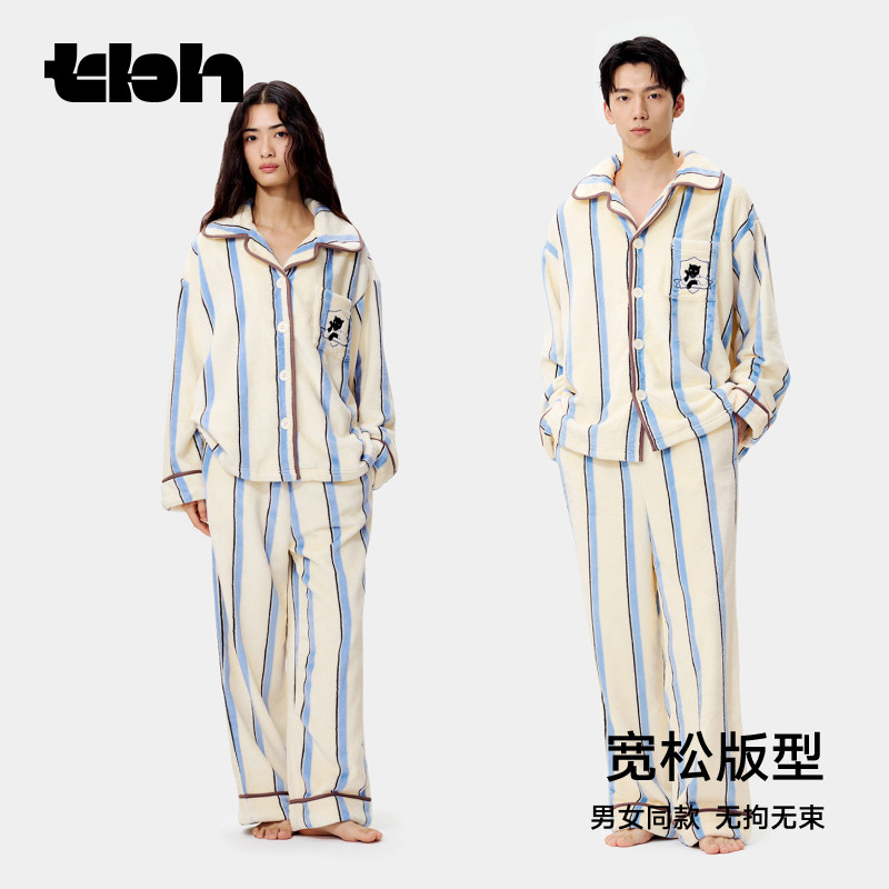 tbh野兽派家居都市野兽黑豹法兰绒家居服套装可外穿情侣睡衣冬,淘宝优惠券,粉丝福利购,淘宝优惠卷