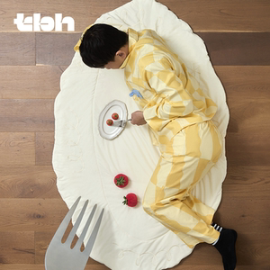 tbh野兽派家居小番茄餐盘刺绣绗缝多用盖被客厅沙发四季异形被子