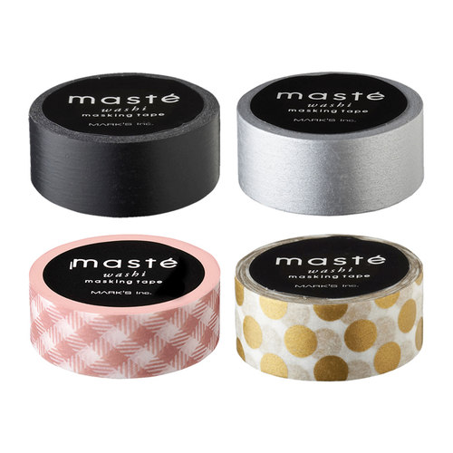 marks maste 基础款纯色/印象风格手帐贴纸和纸胶带合集花边胶带圆点格纹条纹单卷/套装学生手工DIY可手撕 - 图0