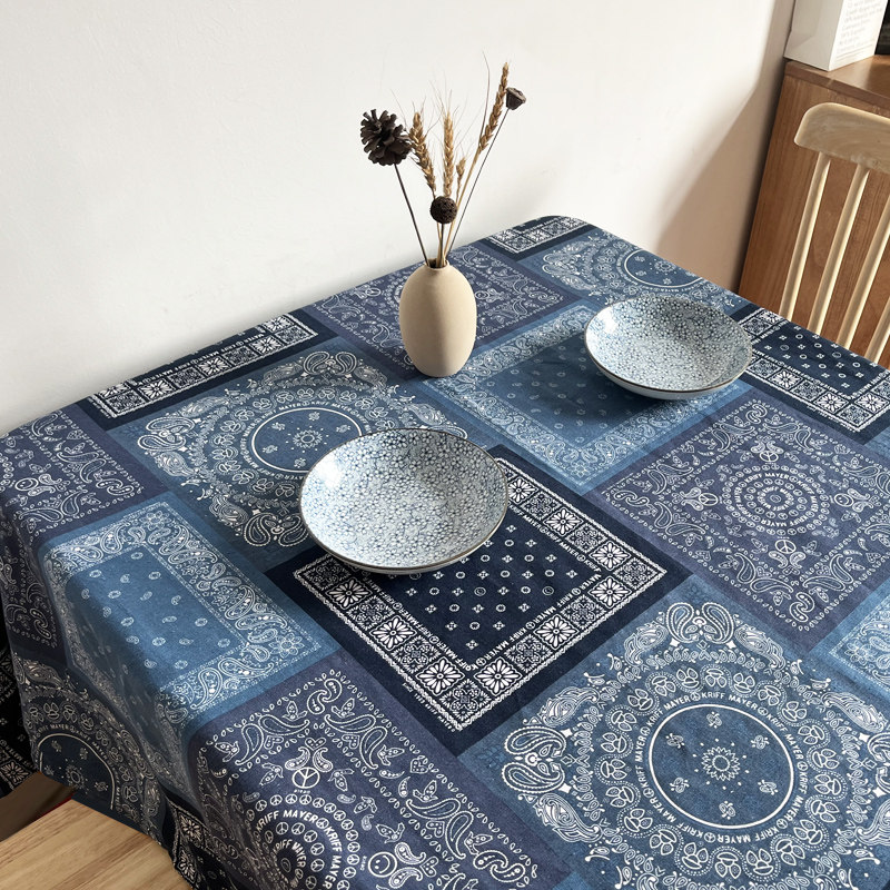 丽江民族风棉麻蓝印花桌布复古餐桌布茶几台布长方形盖布民宿餐厅,淘宝优惠券,粉丝福利购,淘宝优惠卷