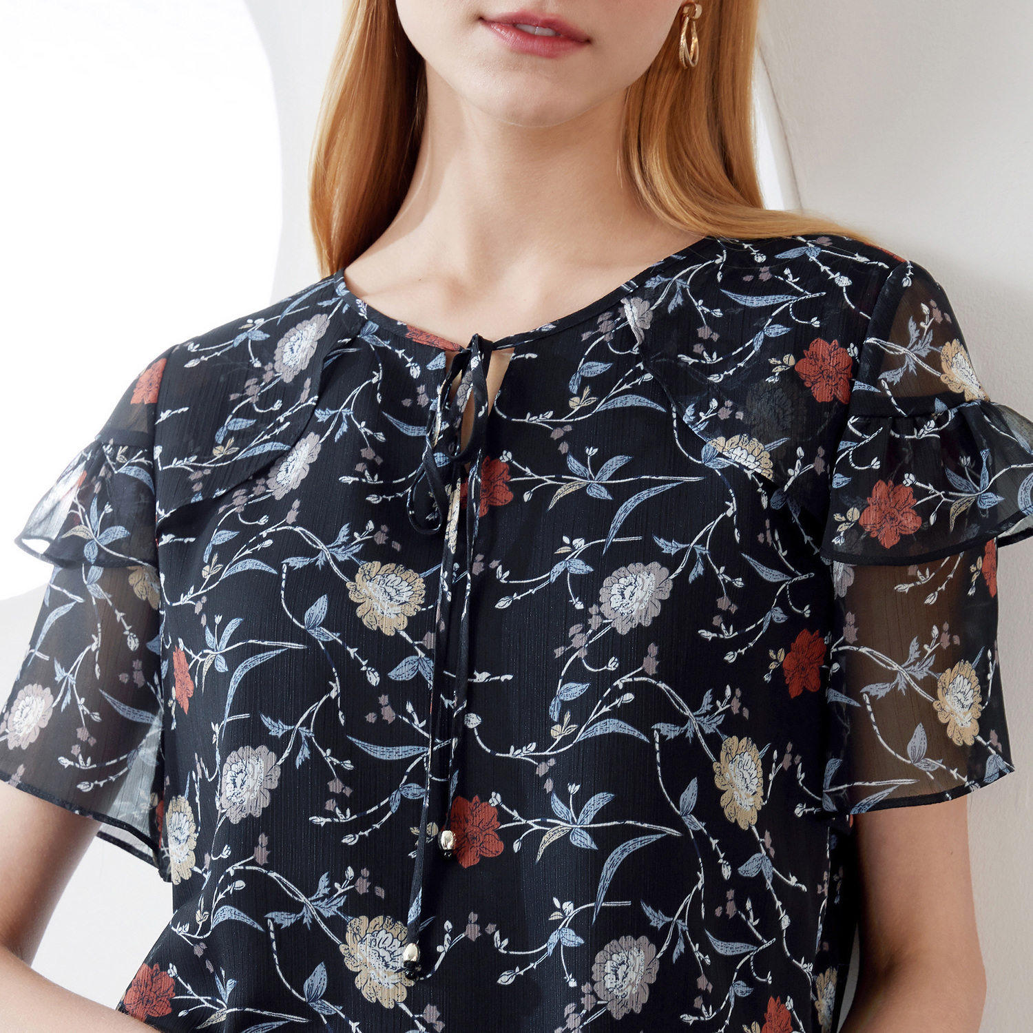 juzui /玖姿奥莱商场同款雪纺衫 玖姿outlets店蕾丝衫/雪纺衫