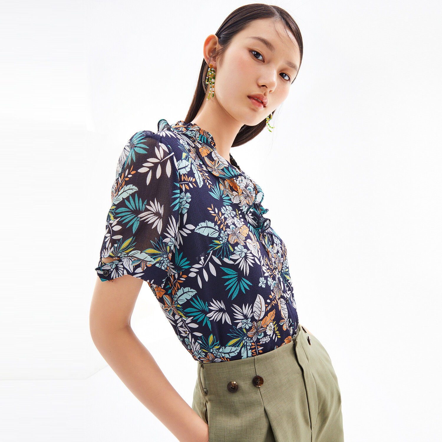 juzui /玖姿官方奥莱店2021雪纺衫 玖姿outlets店衬衫