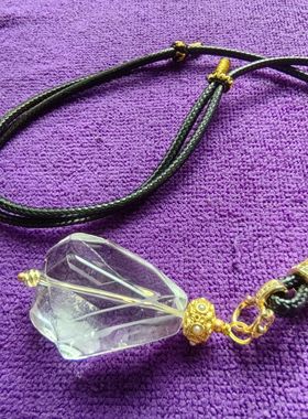 手工原创天然不规则大颗粒白色水晶项链毛衣链锁骨链颈链