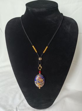 手工原创国风新中式出口创汇老景泰蓝项链毛衣链颈链汉服配饰