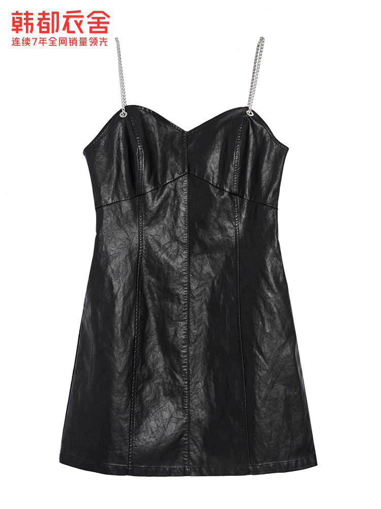 韩都衣舍outlets2021法式pu连衣裙 韩都衣舍outlets店连衣裙