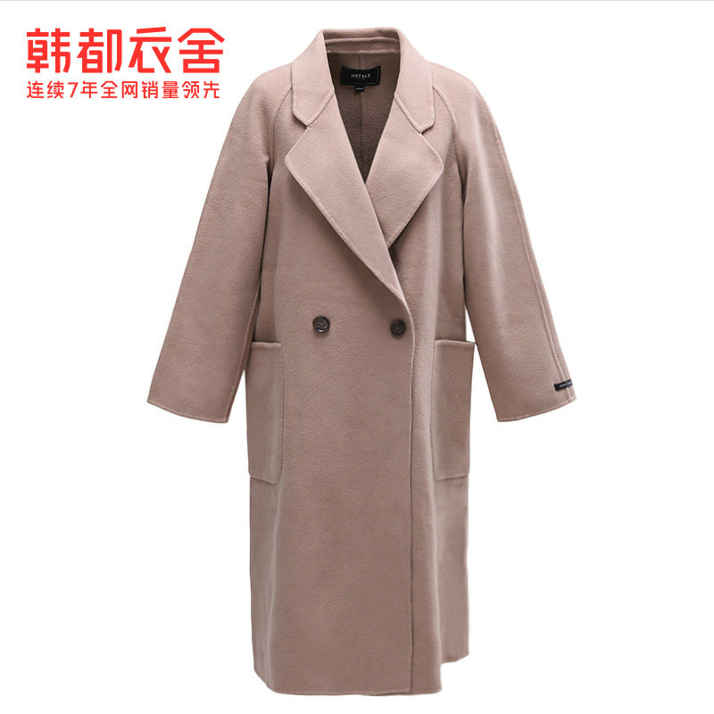 韩都衣舍outlets冬羊毛双面呢大衣 韩都衣舍outlets店毛呢外套