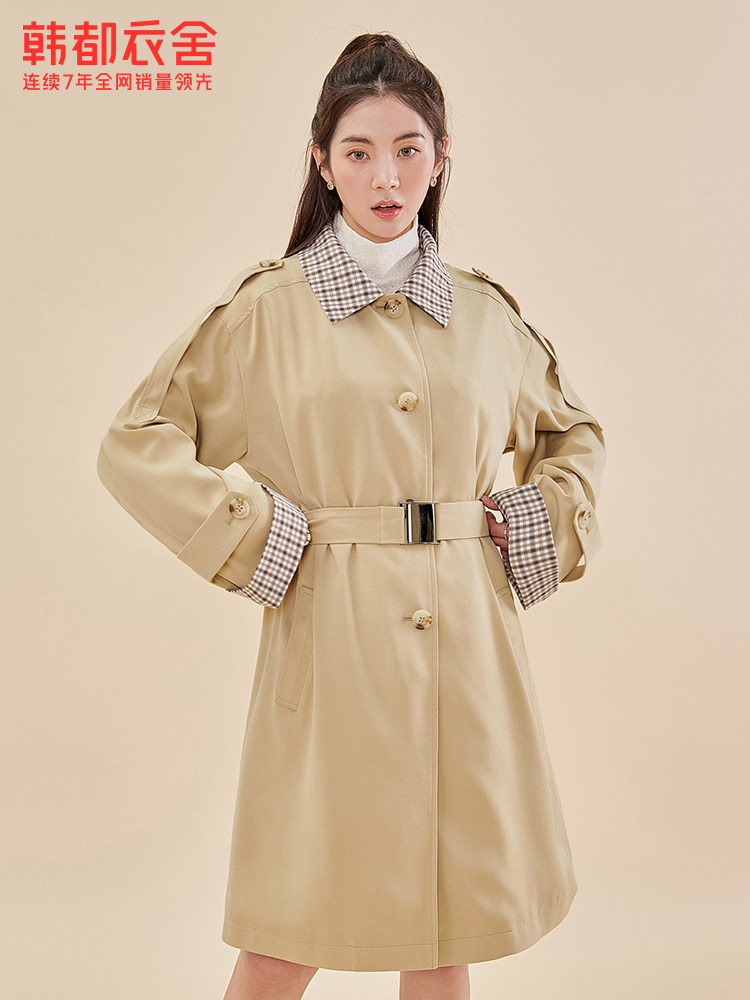 韩都衣舍outlets女2021秋冬装风衣 韩都衣舍outlets店风衣