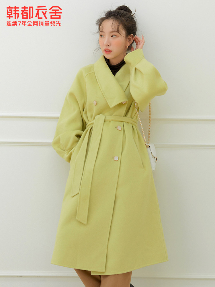 韩都衣舍outlets冬季双面呢中长款 韩都衣舍outlets店毛呢外套