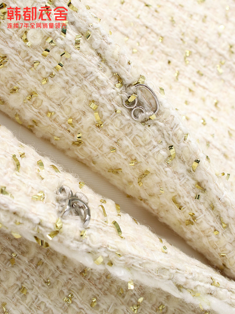 韩都衣舍outlets冬复古粗花呢上衣 韩都衣舍outlets店毛呢外套