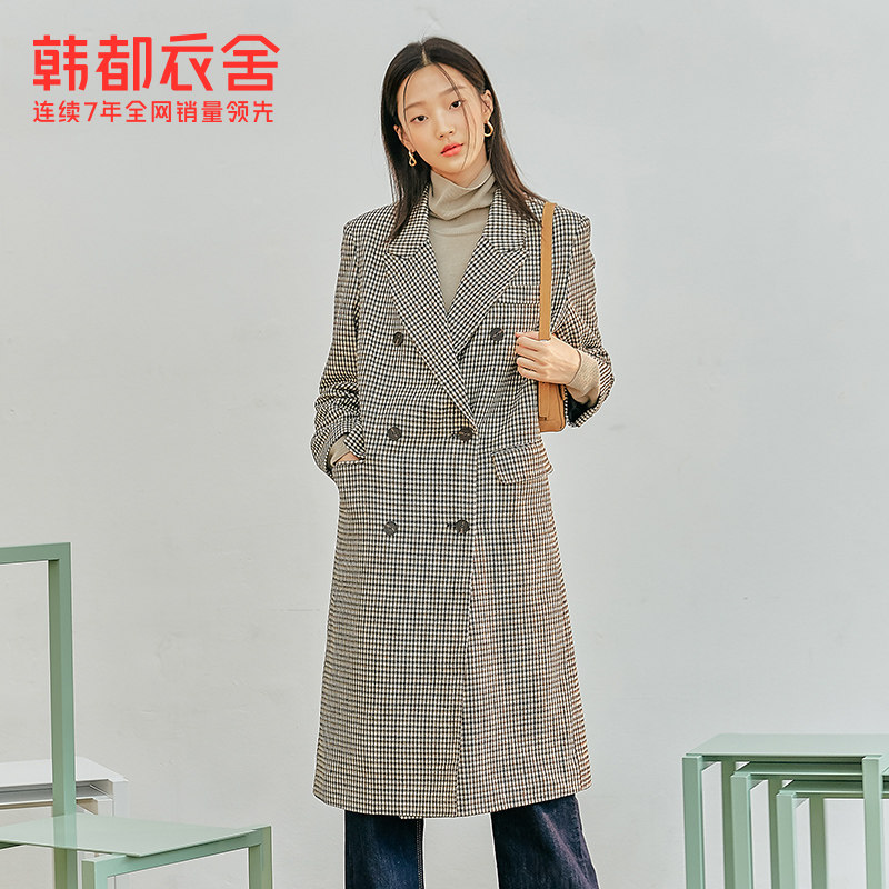 韩都衣舍outlets秋新款格子大衣 韩都衣舍outlets店西装