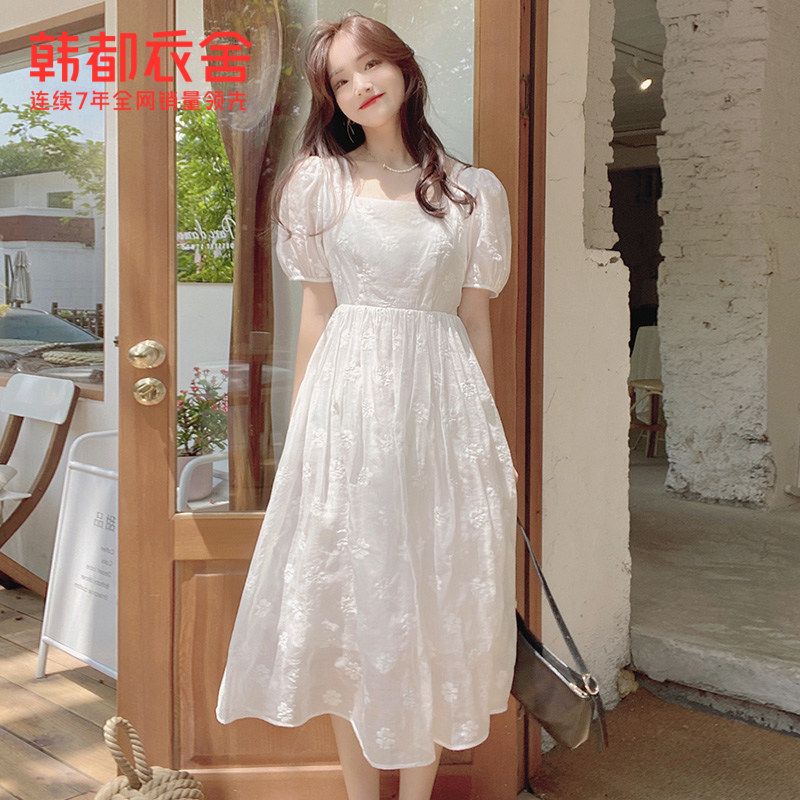 韩都衣舍outlets方领2021连衣裙 韩都衣舍outlets店连衣裙