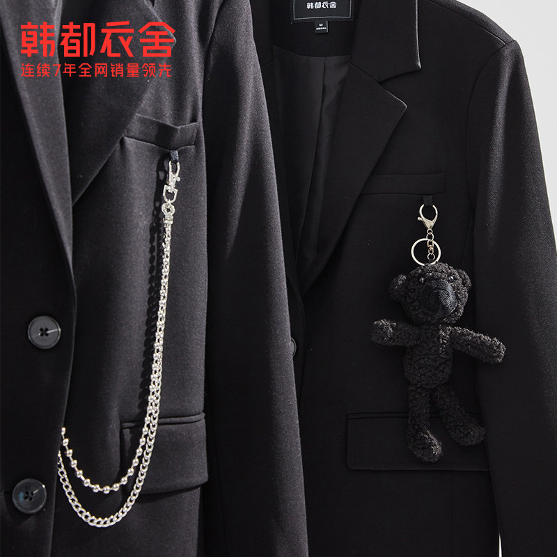 韩都衣舍outlets黑色外套小西服 韩都衣舍outlets店西装