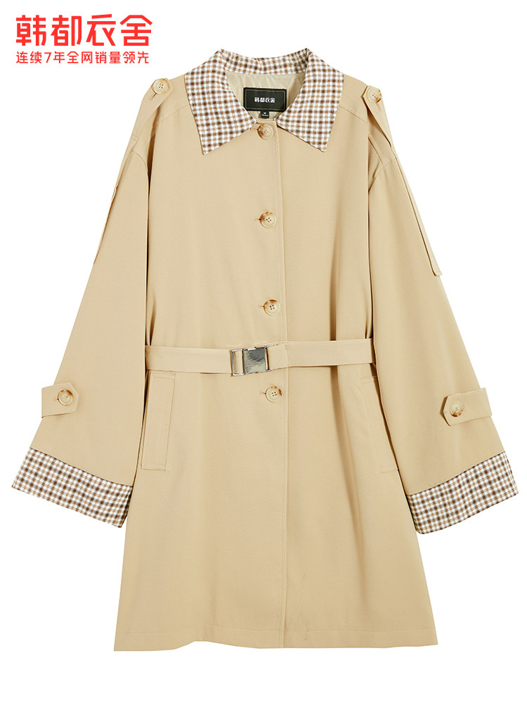 韩都衣舍outlets女2021秋冬装风衣 韩都衣舍outlets店风衣