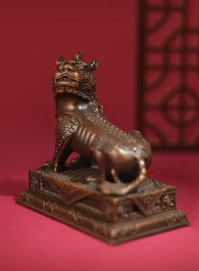 铜谛听摆件九华山地藏王坐骑铜貔貅独角兽地一对帝听家居客厅