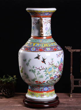 仿古中式珐琅彩瓷 景德镇客厅家居陶瓷花瓶 瓷器摆件工艺品礼品