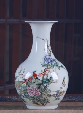 创意窑变《富贵长寿》花瓶新中式客厅摆件商务礼品陶瓷花瓶摆件