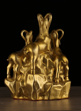 黄铜三羊开泰摆件铜羊生肖羊家居工艺品铜器吉祥物摆件摆设批发