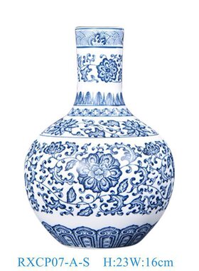 景德镇青花瓷缠枝莲花瓶陶瓷釉里红薄胎瓶家居书房装饰工艺品摆件