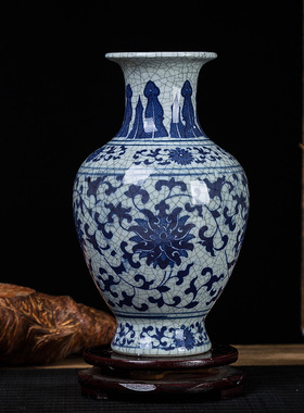 陶瓷花瓶中式仿古家居办公室花瓶摆件工艺品插干花花瓶青花瓷瓶
