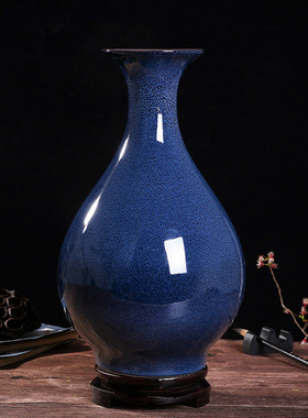窑变星空宝蓝霁蓝花瓶 景德镇陶瓷家居客厅瓷器摆件 博古架工艺品