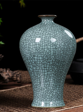 陶瓷花瓶仿古官窑中式家居插花瓷瓶客厅电视柜摆件冰裂纹复古大号
