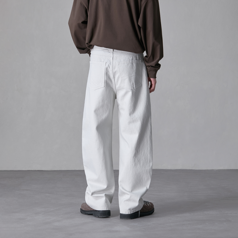 HEBBLES美式复古灰白色纯色做旧水洗牛仔裤男士潮阔腿宽松直筒裤,淘宝优惠券,粉丝福利购,淘宝优惠卷