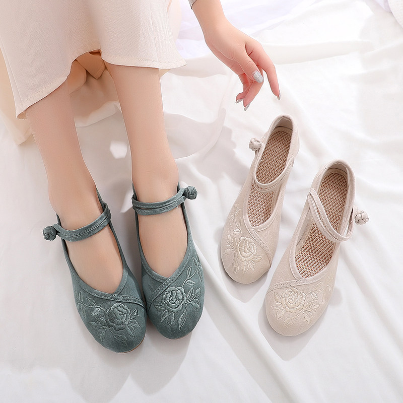 2023新款春季布鞋中高跟老北京布鞋刺绣绣花鞋女复古汉服配女单鞋,淘宝优惠券,粉丝福利购,淘宝优惠卷