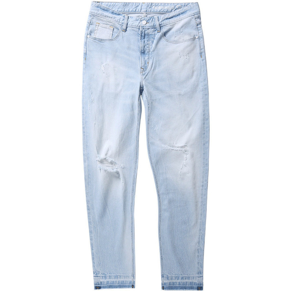 马克华菲2018夏季男撞色破洞牛仔裤 马克华菲outlets店牛仔裤