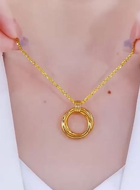 轻奢高级感金色圈圈项链独特时尚