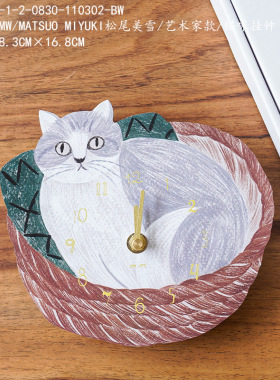 钟表画可爱猫咪挂钟摆件