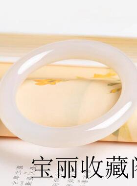 新疆高端货和田玉藕粉圆条手镯高端玉石镯子女樱花淡粉冰透玉手镯